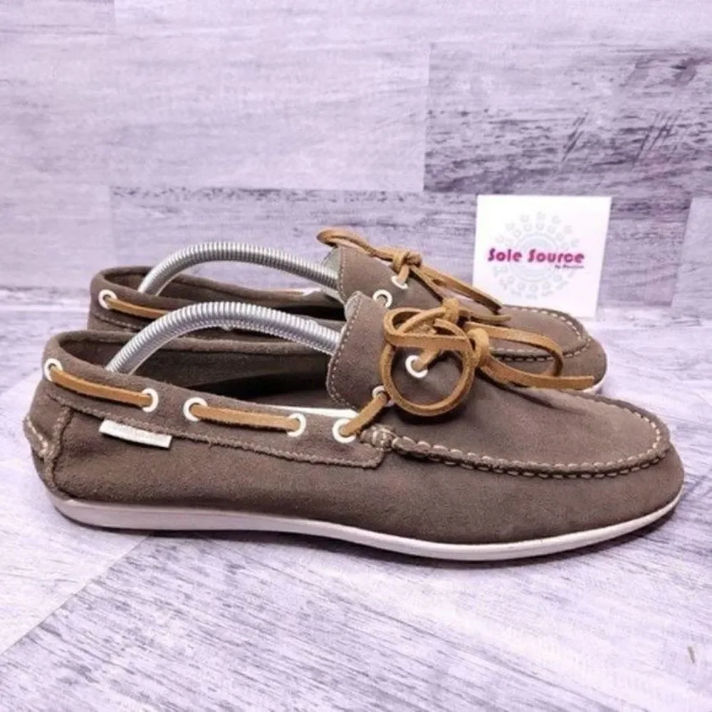 Calvin Klein Jameson Slip on Suede Boat Shoe Brown Men's sz 9